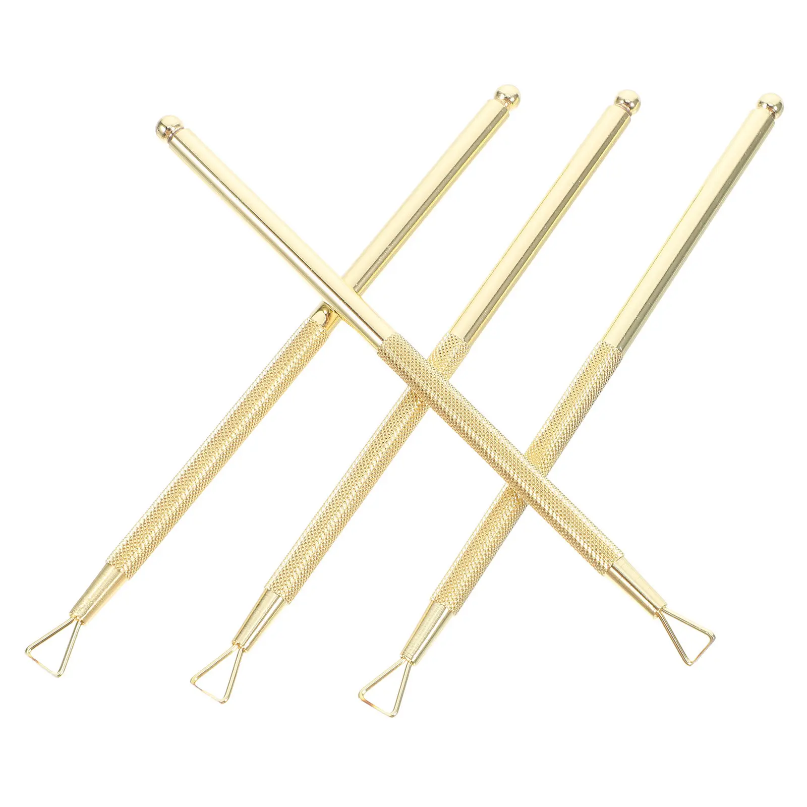 

4Pcs Ergonomic Textured Handle Stainless Steel Cuticle Pusher Triangle Nail Art Scraper Gel Remover for DIY Salon Home Use