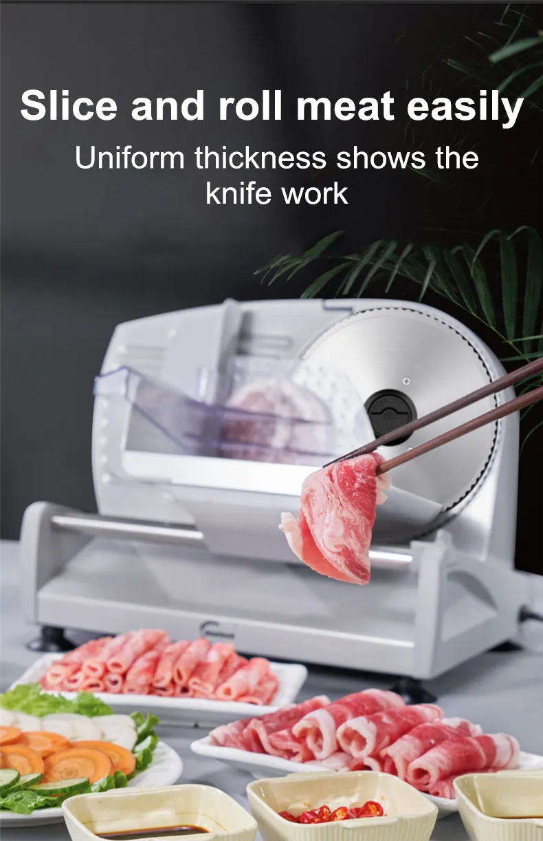 220V Elektrische Lebensmittel Slicer Fleisch Lebensmittel Haushalt Desktop Fleisch Slicer Lamm und Rindfleisch Slicer 0-22mm Brot schinken Fleisch Schneiden Maschine – Detail 7