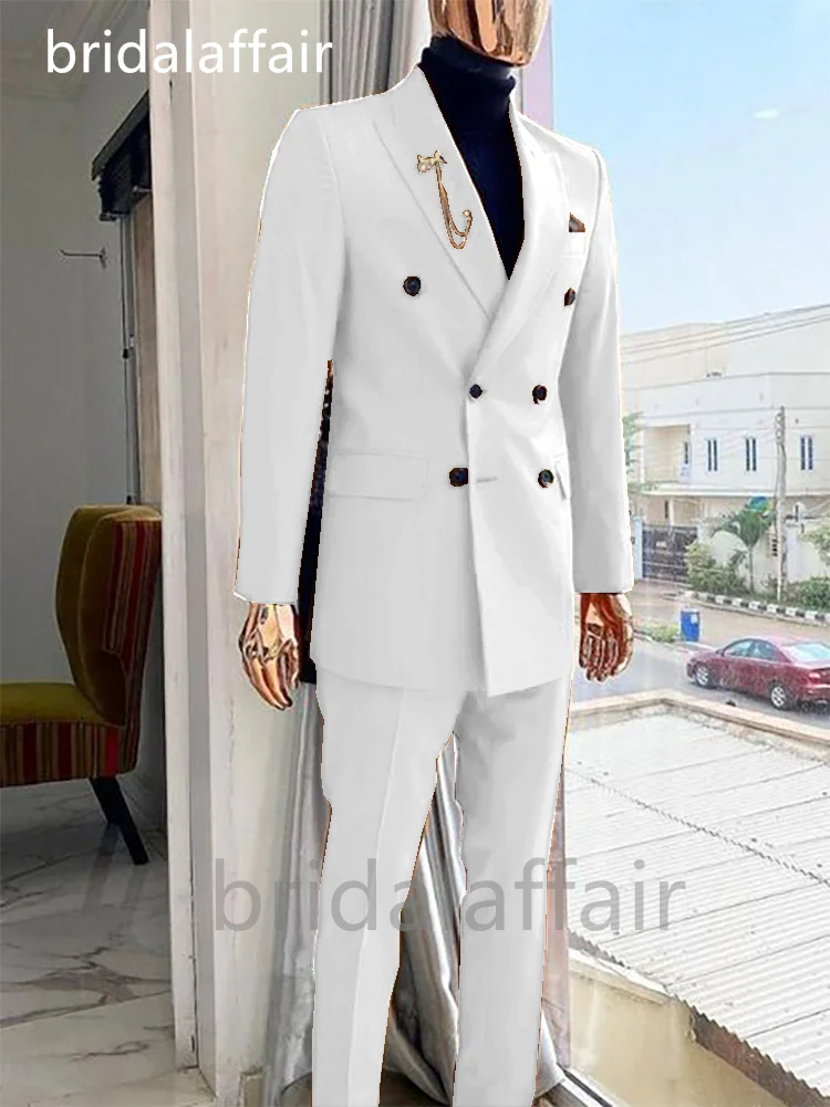 

Bridalaffair 2023 Men Suit Slim Fit Blazer Wedding Tuxedo British Style Jaket+Pants Peak Laple Fashion