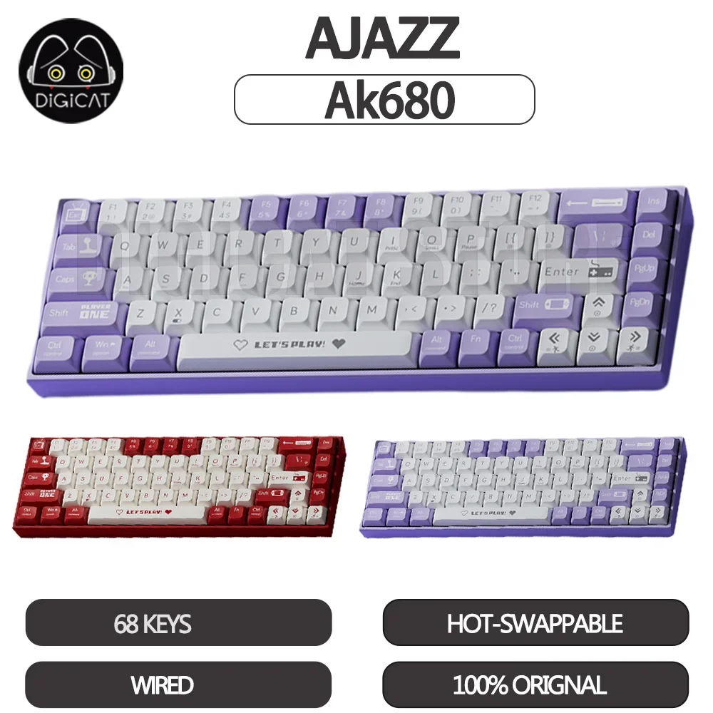 

Ajazz Ak680 Mechanical Keyboard 68 Keys Wired Keyboards Hot-Swap Customization Gaming Keyboard For Pc Computer Accessories Gifts