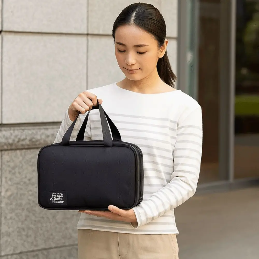 

Сплошной цвет, ручная косметичка, большая вместительная ткань Оксфорд, сумки-органайзер, утолщенная многослойная сумка