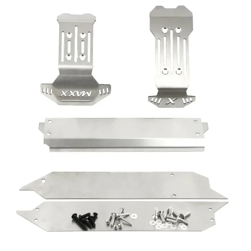 Stainless Steel Skid Plate Kit Chassis Armor Protection Plate for 1/10 RC Monster Car Truck MAXX 89076-4 Upgrade Parts