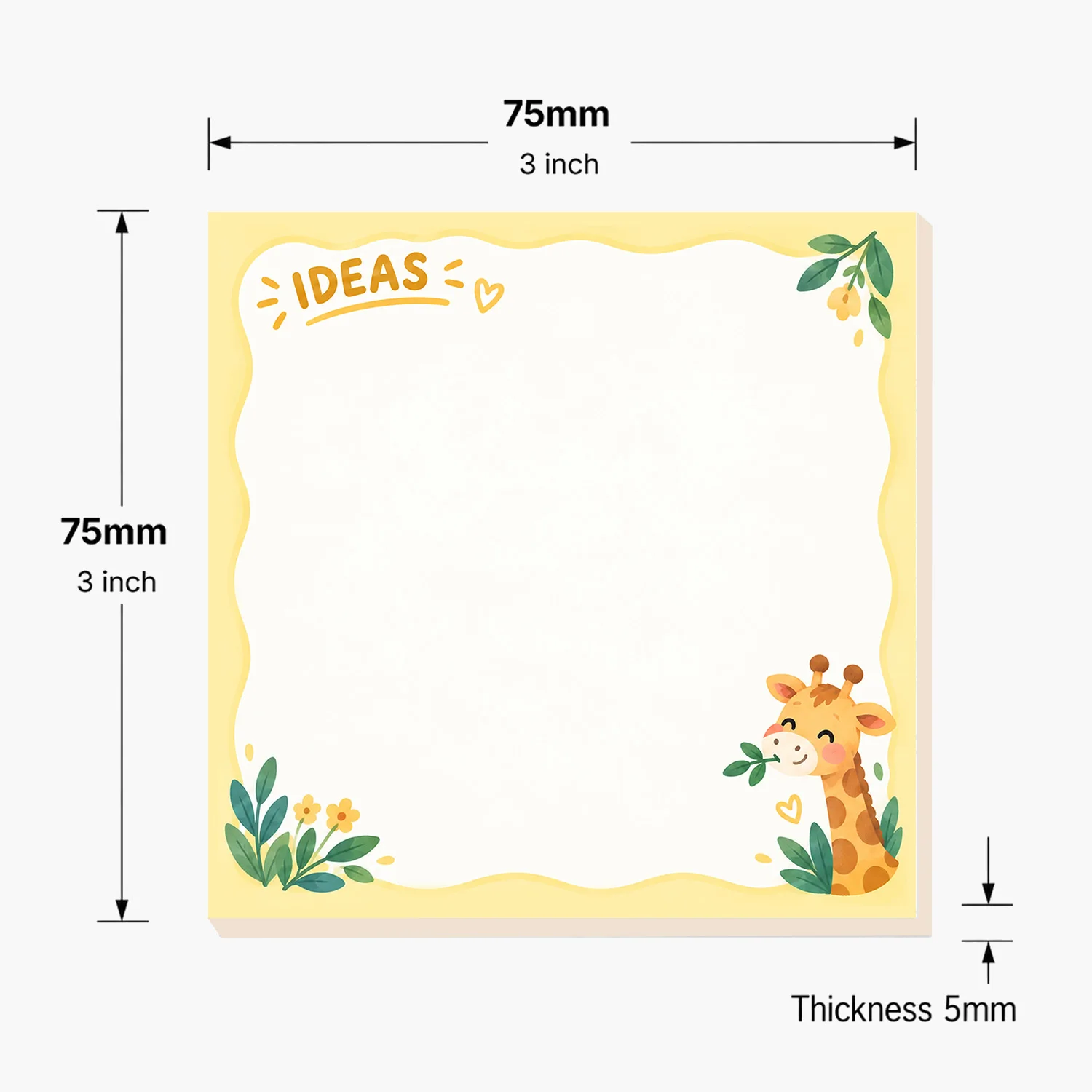 2PCS Cute Giraffe Sticky Notes 100 Sheets Ideas Memo Pads Writing Reminder Daily Notes Office School Stationery