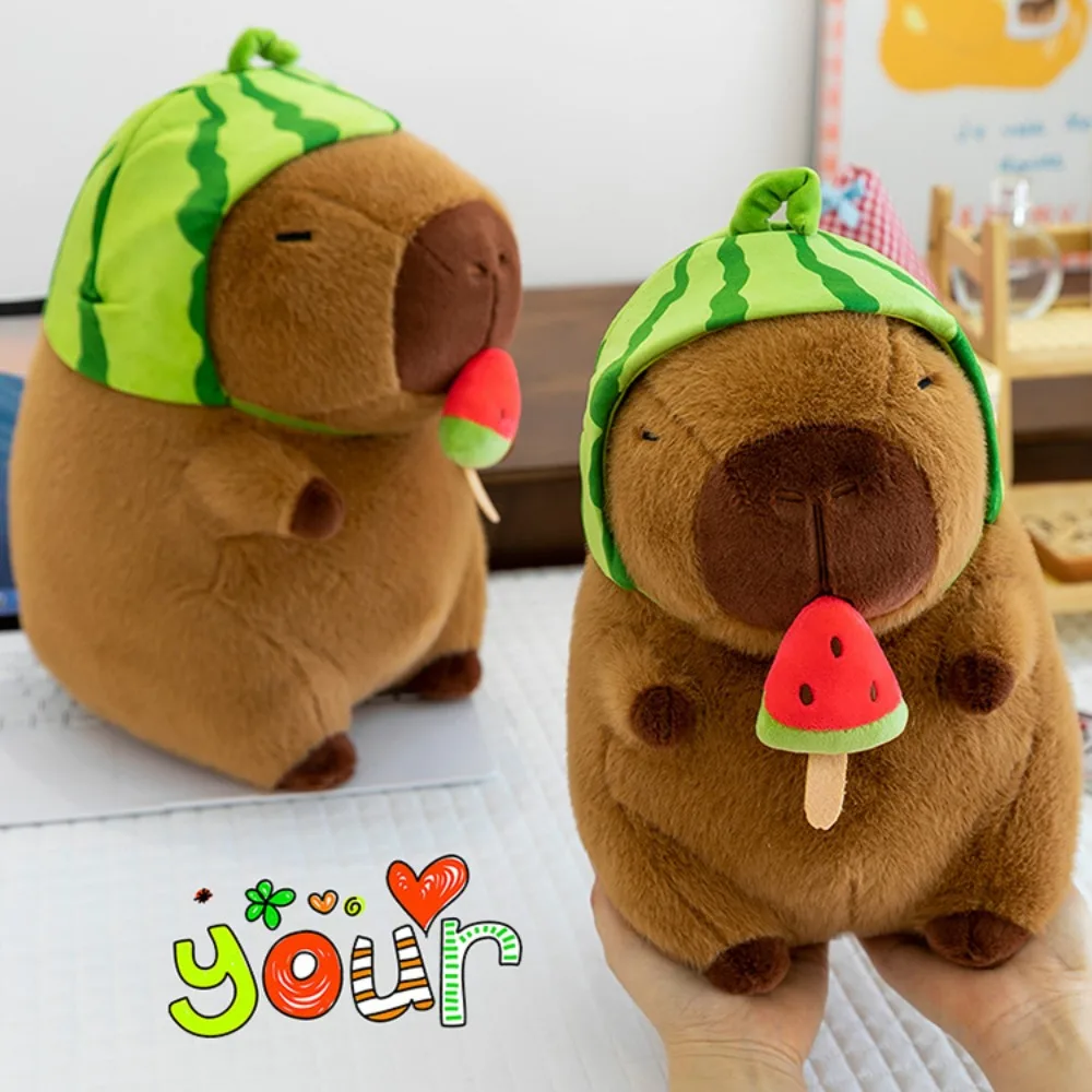 

Creative Watermelon Capybara Plush Toy Fluffy Soft Capybara Plush Doll Brown Animal Capybara Stuffed Doll Birthday