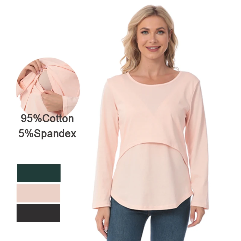 

Одежда для беременных больших размеров с длинными рукавами, топы для кормления грудью для беременных, футболки для кормящих женщин, послеродовая футболка XS-5XL