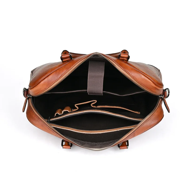 Nesitu vintage marrom a4 couro genuíno 14 ''portátil escritório executivo maleta masculina carteira bolsa mensageiro de negócios m005