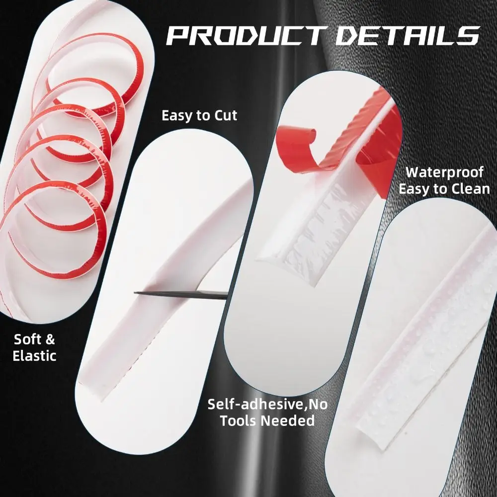 Afbeelding 7: Siliconen Kwart Ronde Molding Trim Flexibele 1/2/3m Kalefateren Strip Schil en Stok Douchedrempel badkamer/Keuken Aanrecht