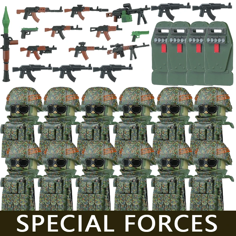 MOC Military Series Special Forces Building Blocks City Police SWAT Soldier Figures Army Accessories Vest Backpack Bricks Toys
