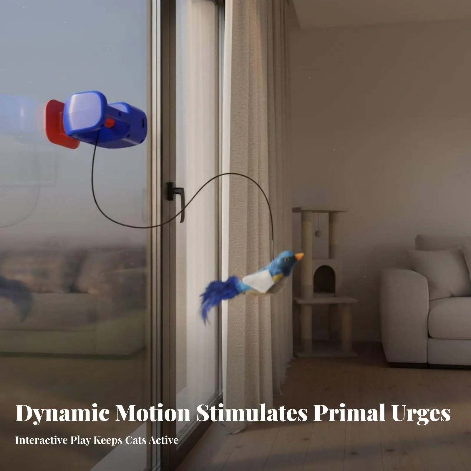 Hanging Cat Teaser Self Play Toy Interactive Bird Movement for Doorframe Kittens Stimulating Natural Instincts