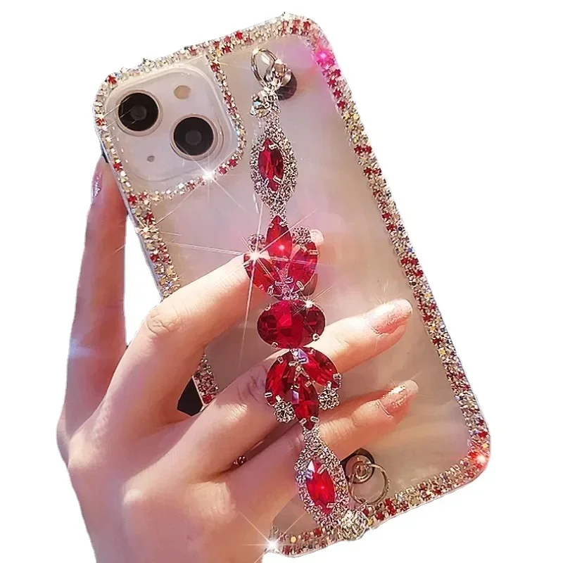 

Bling Diamond Crystal Metal Bracelet Strap Phone Case, Cover for iPhone 15, 14, X, XR, XS, 11, 12, 13 Pro Max, 16 Plus