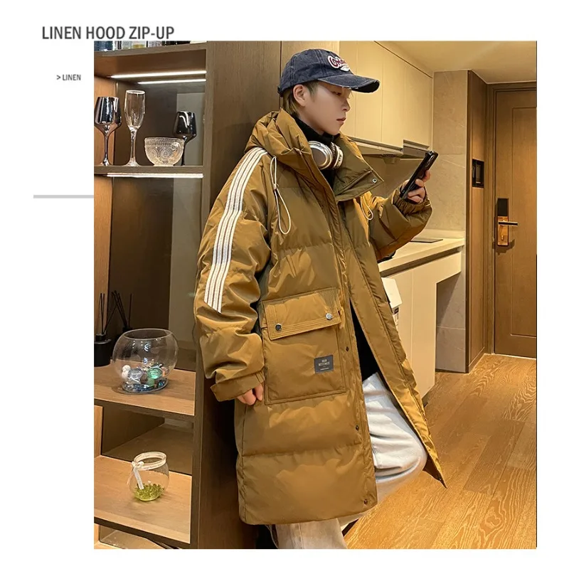 

New Winter Trendy Brand of Mid-length Down Jackets Teenagers Loose and Thickened Solid-color Cotton-padded Jackets for Students