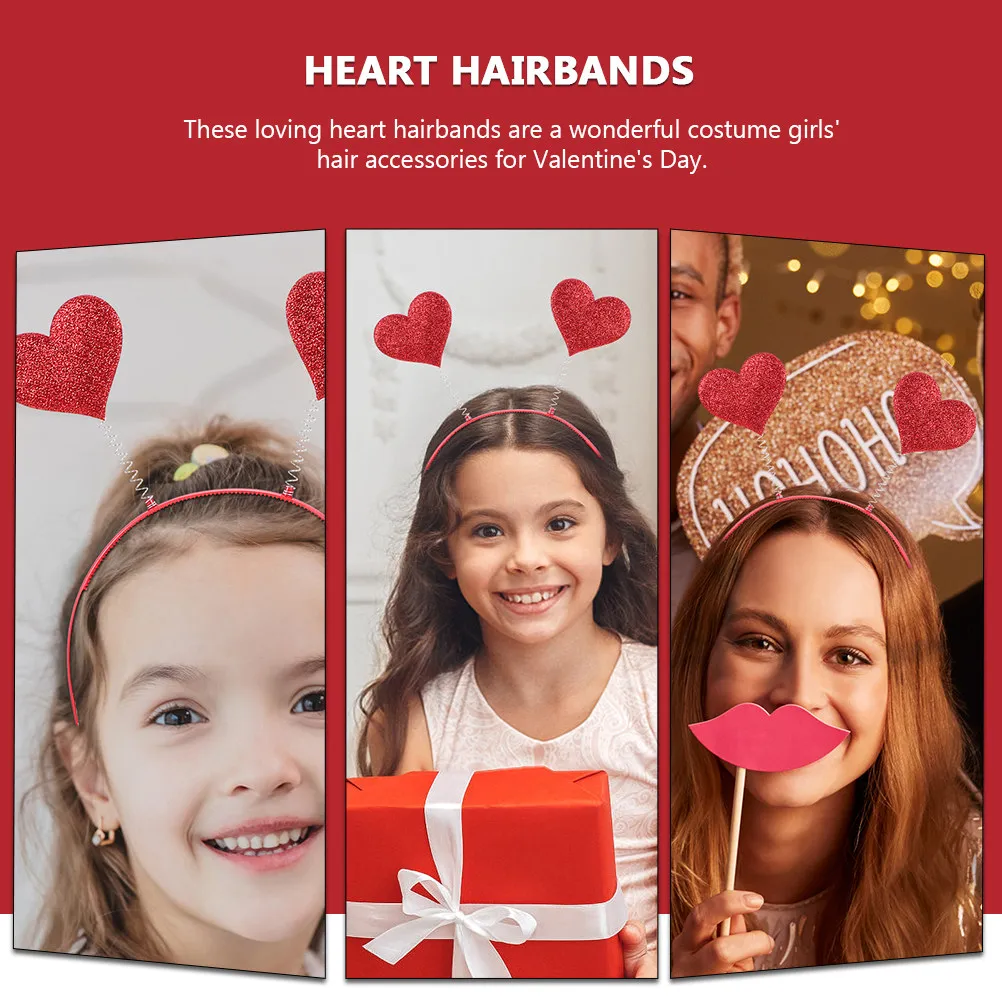 

9Pcs Adorable Heart Shape Hairbands Valentine's Day Party Head Hoops Lovely Costume Supplies Heart Headbands