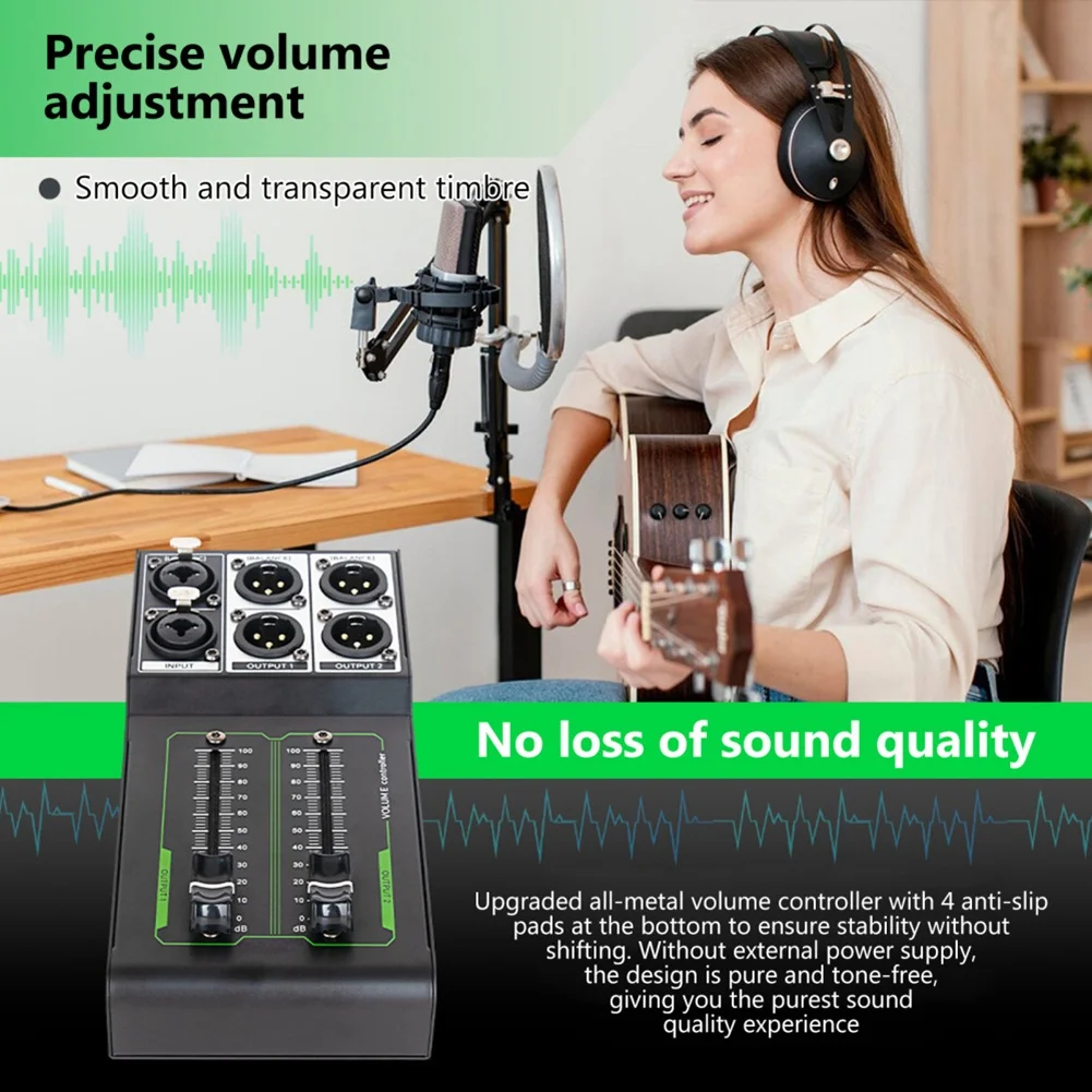 A07I Passive Volume Controller Precise Volume Adjustment Plug Play Stereo Input & Output Electronic Musical Instrument Parts