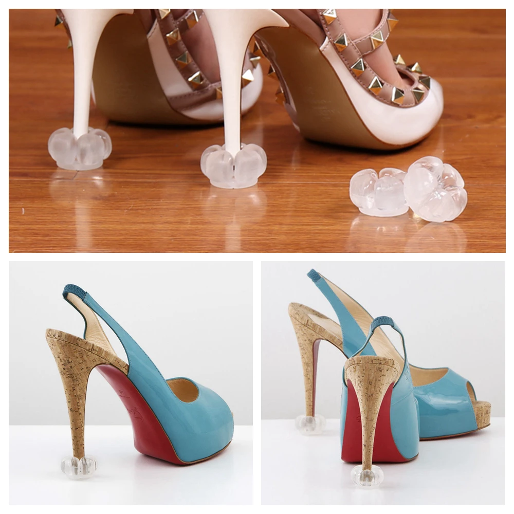 

60 Pairs/Lot Stiletto Petal Shape High Heel Protectors Silicone Heel Stoppers Antislip Wedding Party Grass Protectors for Women