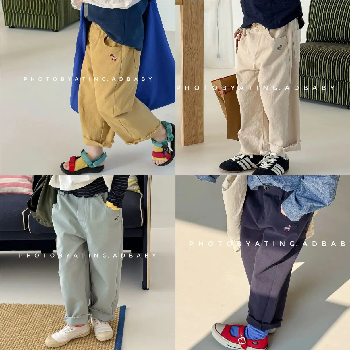 

Children's Casual Pants 2026 Spring Autumn Simple Embroidery Girls Trousers Korean-style Cotton Loose Baby Boys Harem Pants