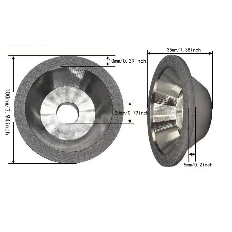 Kommenvormige diamant slijpschijf voor het slijpen van harde legeringen, optisch glas, steen en keramiek, en voor het slijpen van onderdelen voor de lucht- en ruimtevaart.
