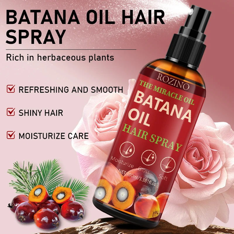 Batana Miracle Oil Hair Care Essence Spray - Batana Hair Oil Is Purely Cold-Pressed, Nourishes the Scalp and Hair, Smooths Frizz, and Provides Instant Smoothness with Deep Care. Suitable for All Hair Types, Adds Shine. Essential Hair Care Set for All Seasons. Spray Bottle.