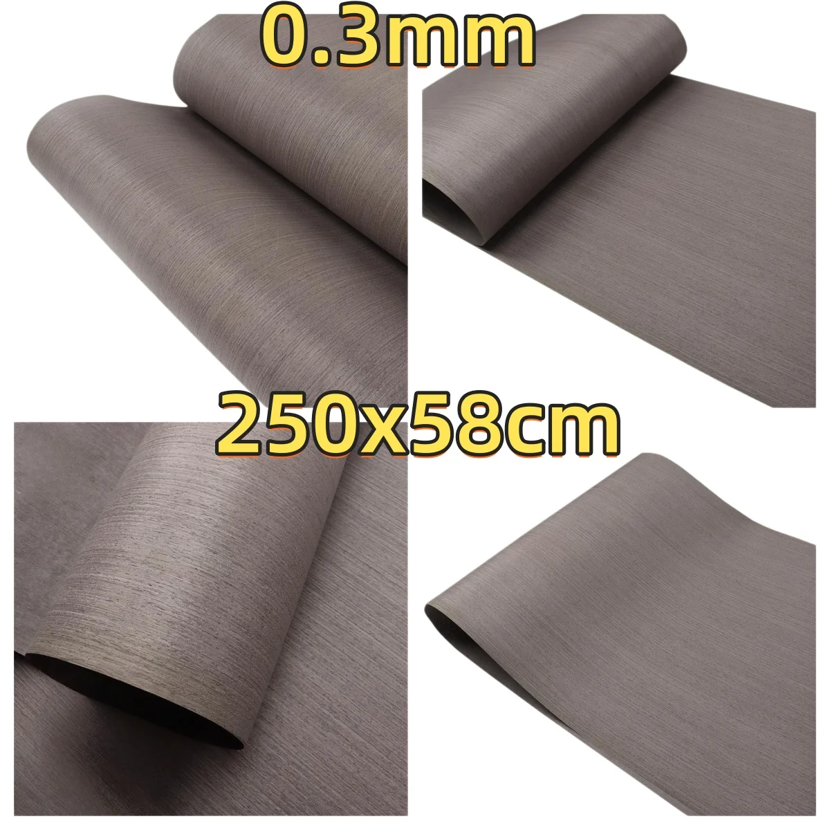 Silver Pear Gray-Black Tech Veneer, 0.3mm, 250x58cm, For Bedroom Feature Wall & Cabinet Refinishing.(Backing Non-woven Fabric)