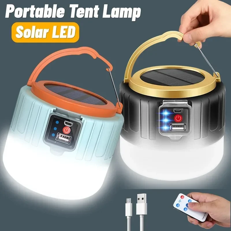 

Outdoor Solar Camping Light LED Rechargeable Lamp Emergency Torch with Hook Portable Waterproof Lantern for Fishing Hiking Light