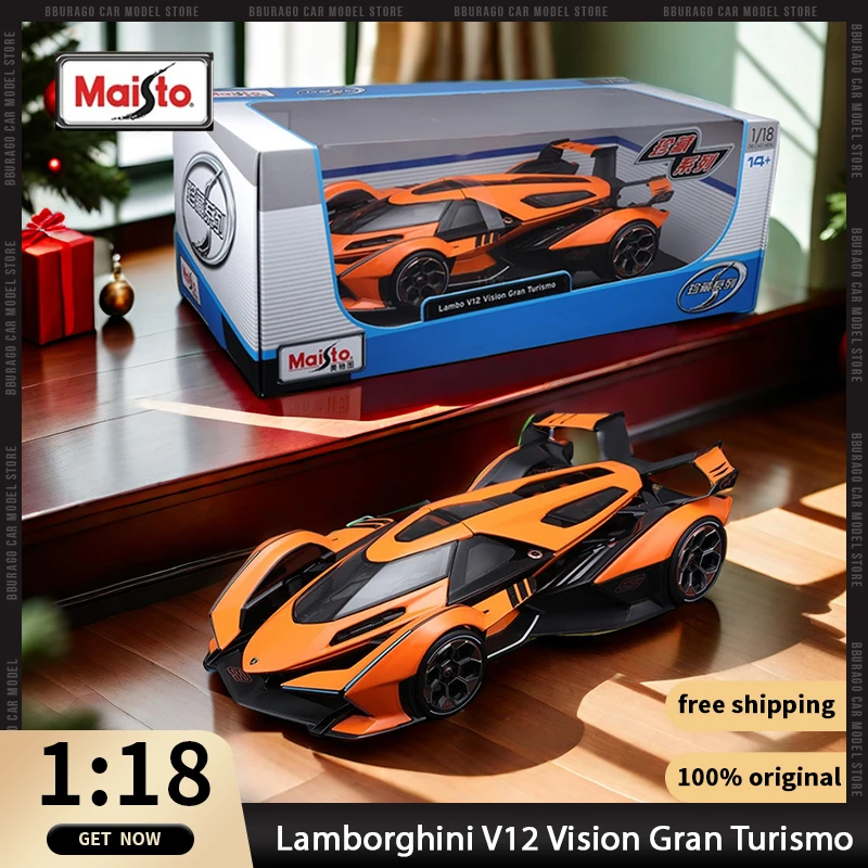 

1:18 Lamborghini V12 Vision Gran Turismo Sports Car Maisto Diecast Model Edition Alloy Luxury Vehicle Toy Collection Ornaments