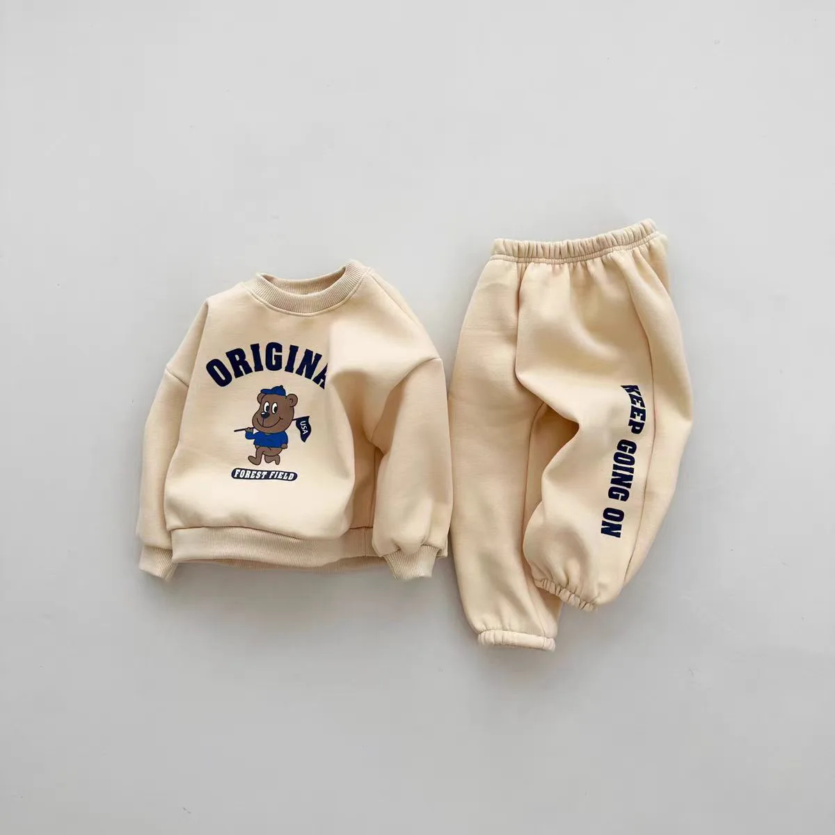 Ensemble de vêtements à manches longues pour bébé garçon et fille, sweat-shirt et pantalon avec lettres de dessin animé, tenues décontractées pour