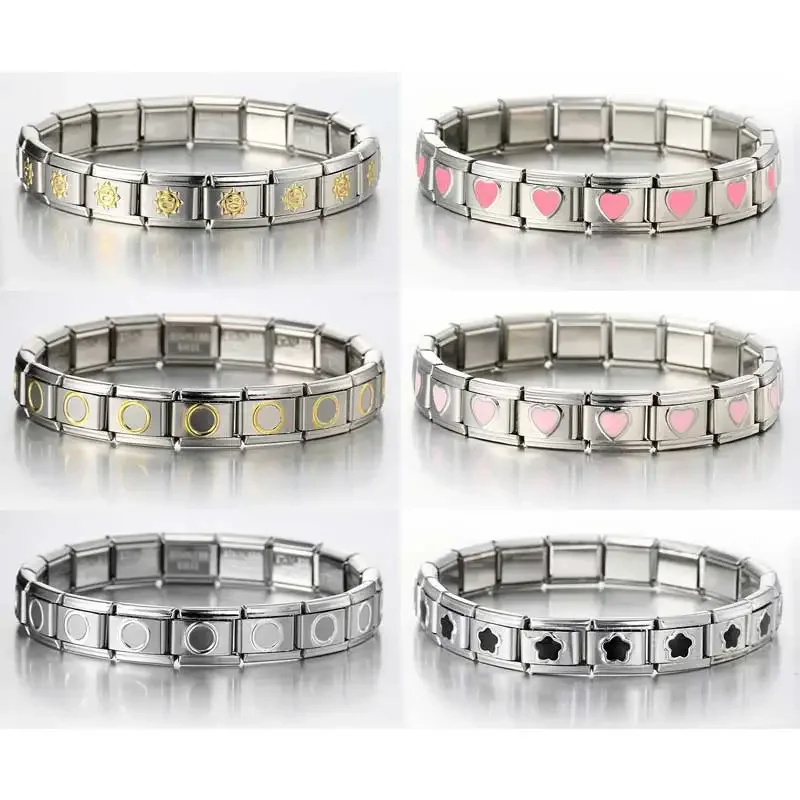 Charm Italian Stainless Steel Bracelet 9mm Modular Splicing Detachable Set Pattern Personalized Fashionable Versatile Chains