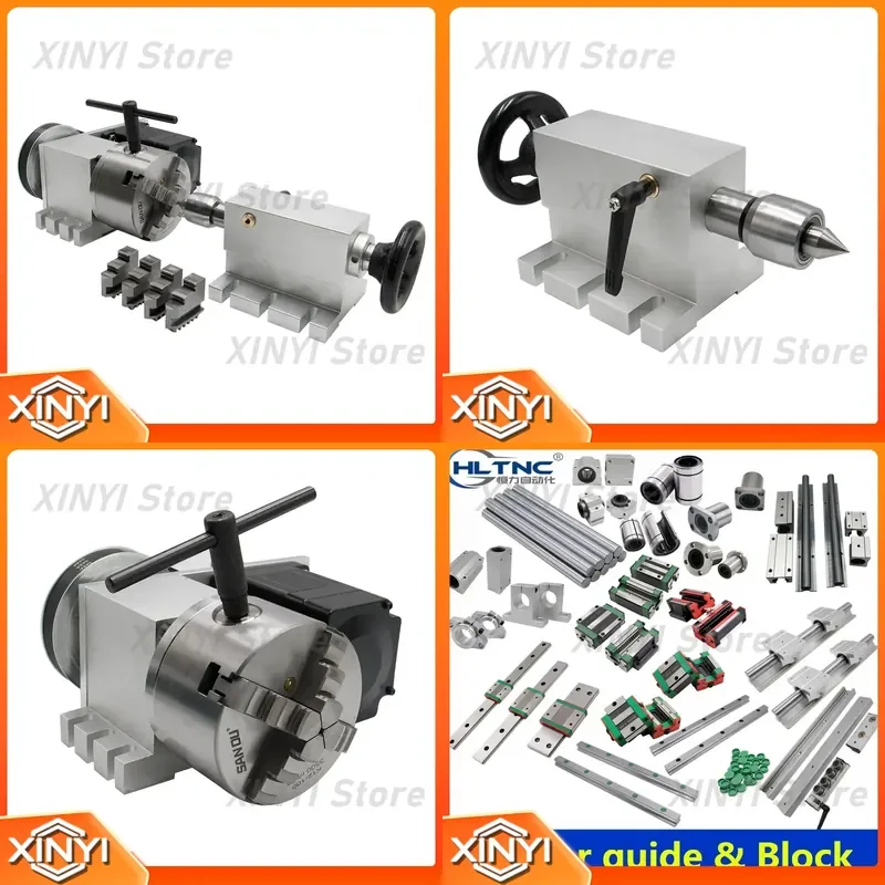 for Nema 23 Stepper Motor 6 1 Ratio K12 100mm 4 Jaw Chuck CNC 4th Axis Rotary Axis with Tailstock for CNC Router Machine