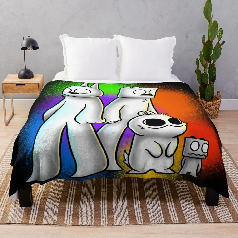 

GibThom, Jack, Bip and Little guy Over colors Throw Blanket Cozy Throw Blanket Birthday Gift for Him Her