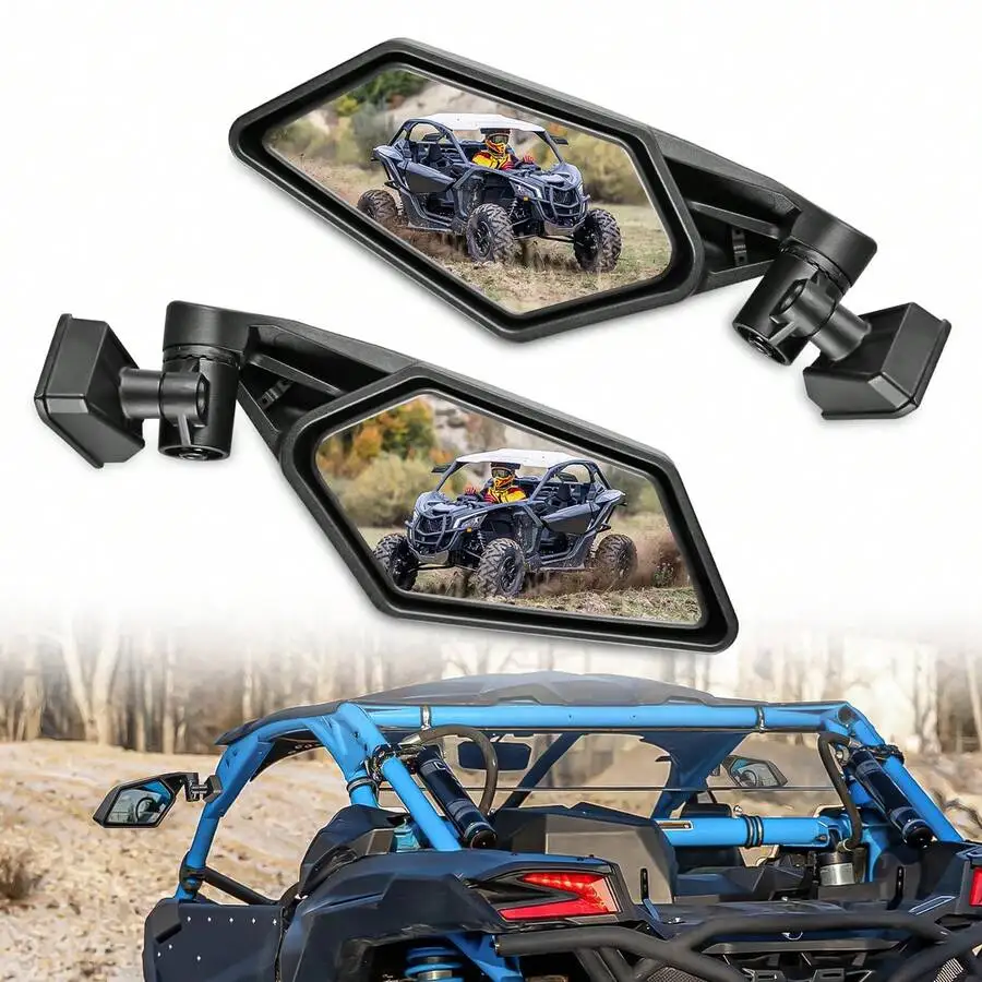 

Nilight UTV Side Rear View Mirrors 1.75 Inch Roll Cage Aluminum Offroad Mirror for Polaris RZR Ranger Can-Am Pioneer Kawasaki