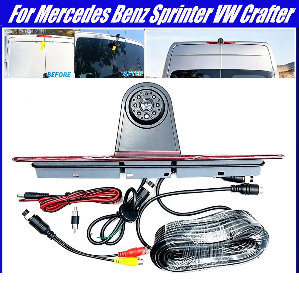 HD High Mount Third Brake Light Rear View Camera Night Vision Reversing Backup Camera for Mercedes Benz Sprinter W906 VW Crafter