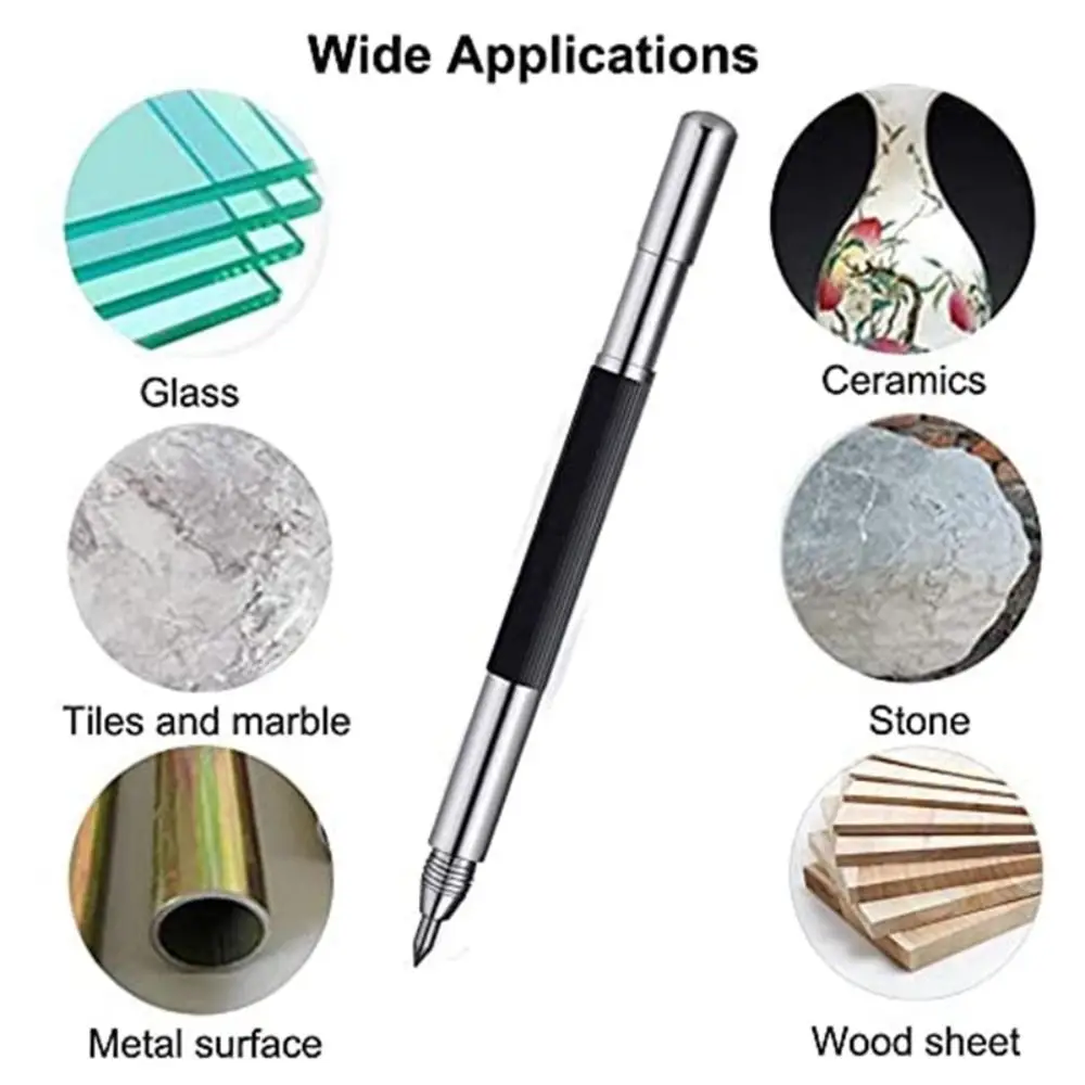 

Double-headed Metal Scribe Pen Silver Hand Tools Ceramics Glass Engraving Pen Carbide Tip Cutting Marker Tool Metalworking