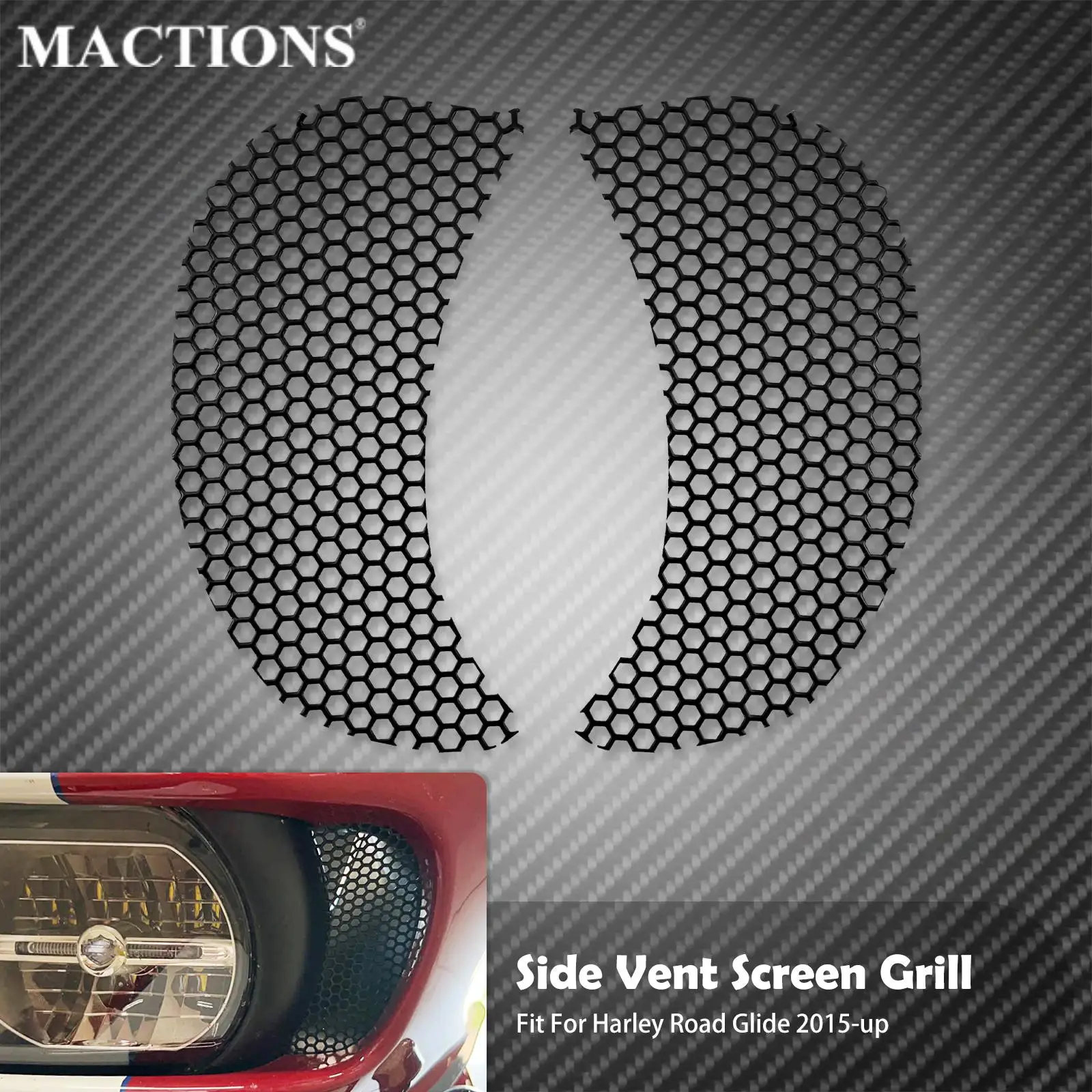 

Motorcycle Mesh Fairing Vent Screen Grill Cover Top Side Honeycomb Decorate For Harley Touring Road Glide FLTRX FLTRU 2015-2021