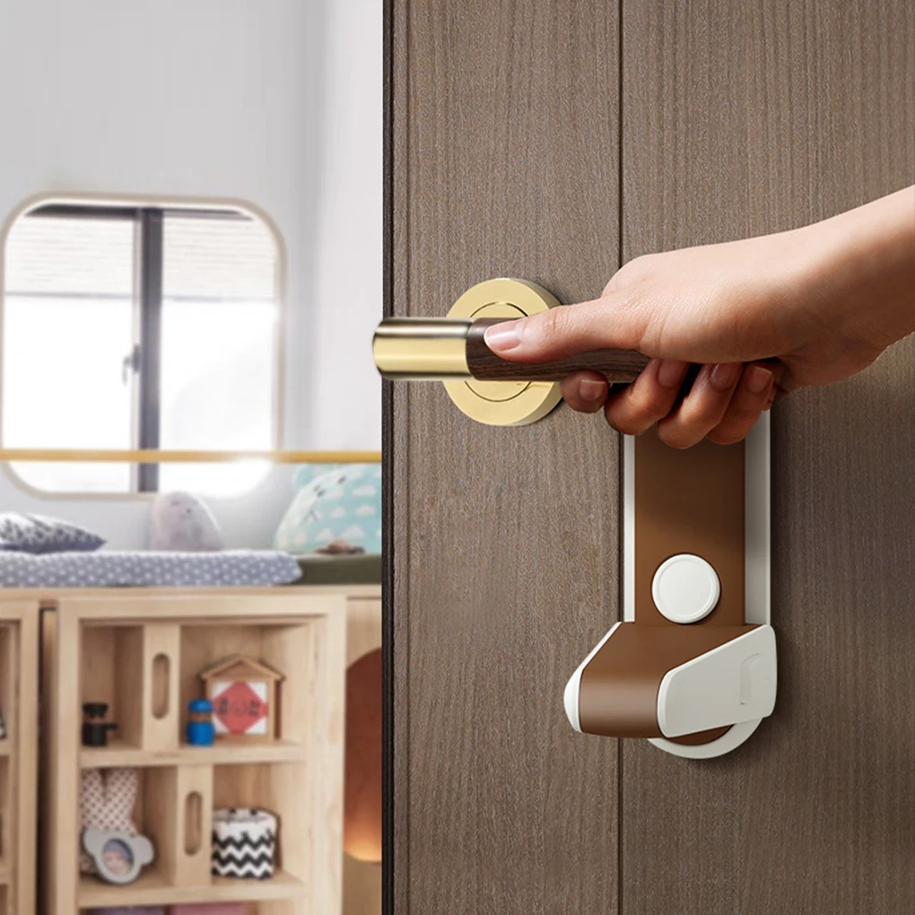 2pcs ABS Strong Adhesion Safety Lock For Home Office Door Handle Anti-hand Pinch Safety Door Handle
