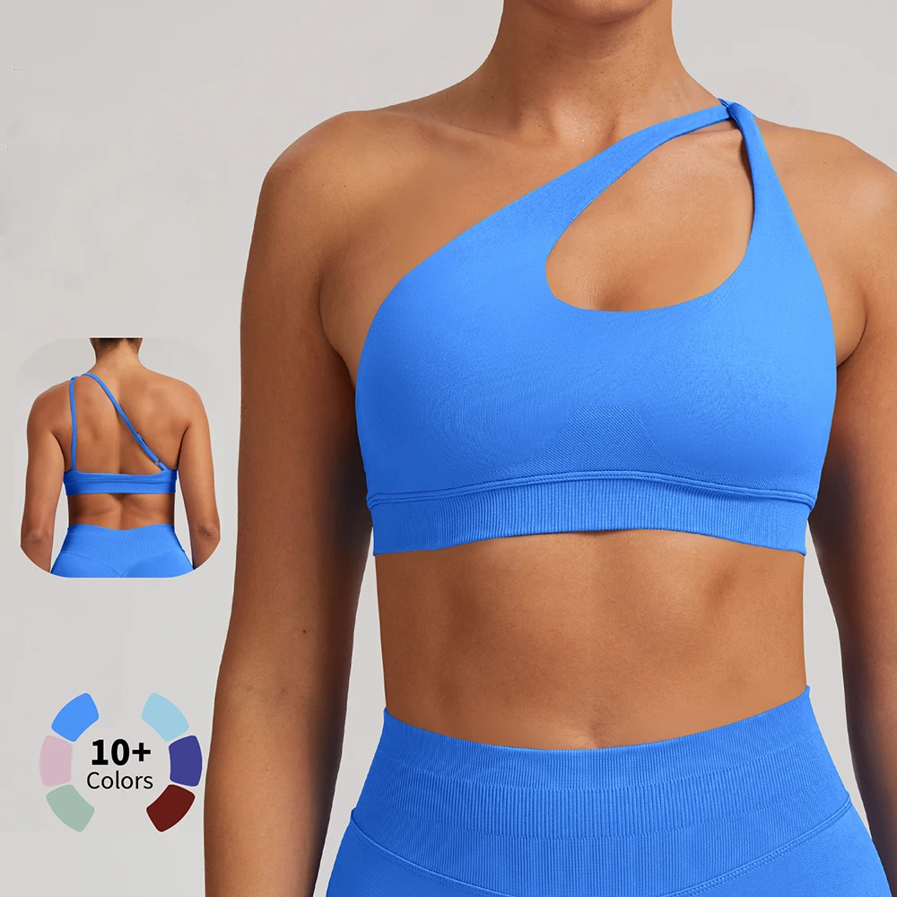 

Бесшовный высокоэластичный спортивный бюстгальтер для йоги, женский, ударопрочный, из ультратонкого матового нейлона, с асимметричными бретелями и открытой спиной, топ для спортзала