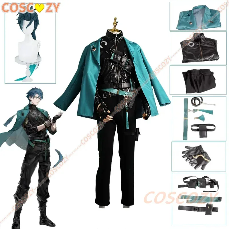 

Jiyan Косплей Игра Wuthering Waves Костюм Парик Вечеринка Карнавал Мужчины Красивый Кожаная Куртка Пальто Перчатки Реквизит Аксессуары Униформа