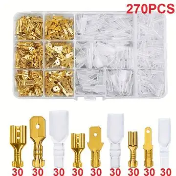 270/450/900pcs Spade Terminals Male Female Wire Connector 2.8/4.8/6.3mm Insulated Crimp Terminals Transparent Insulating Sleeves