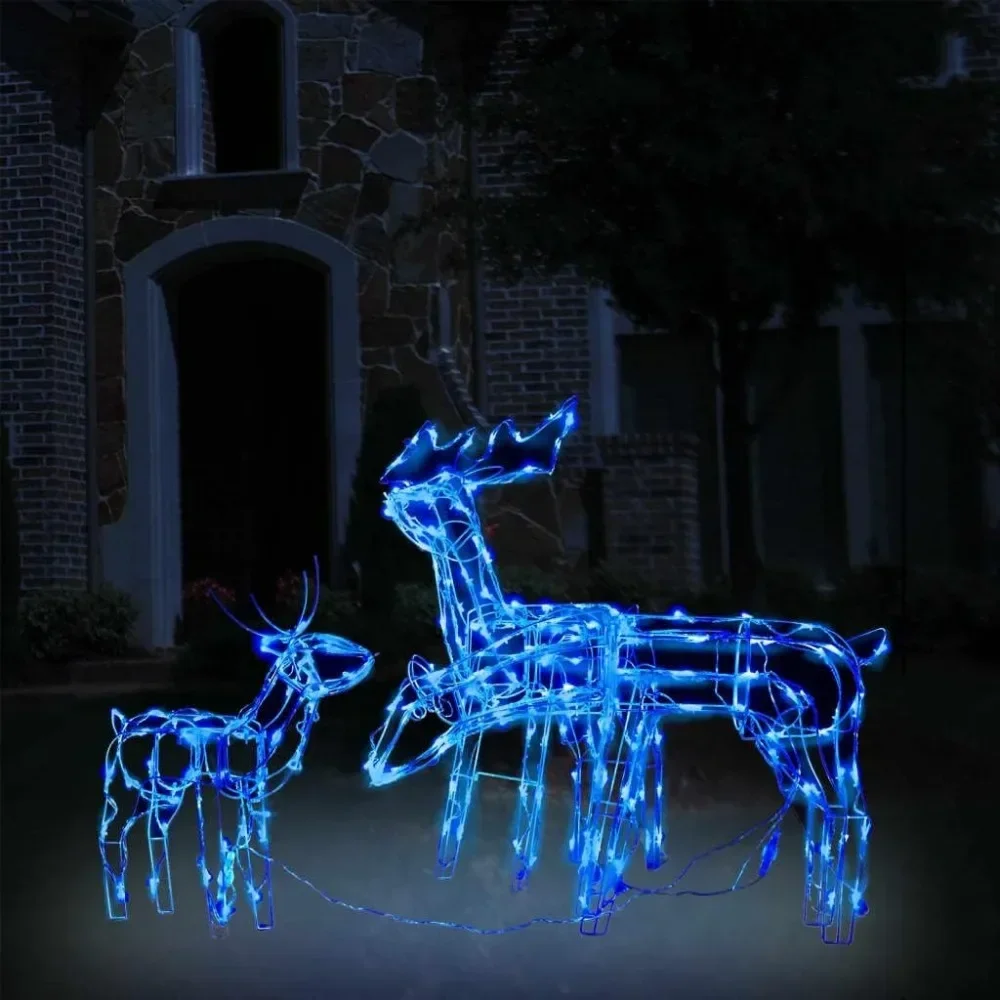 27x15x32 in 3-piece LED Outdoor Christmas Decoration, Reindeer Christmas Decoration Home Outdoor Lighting Reindeer Outdoor Blue