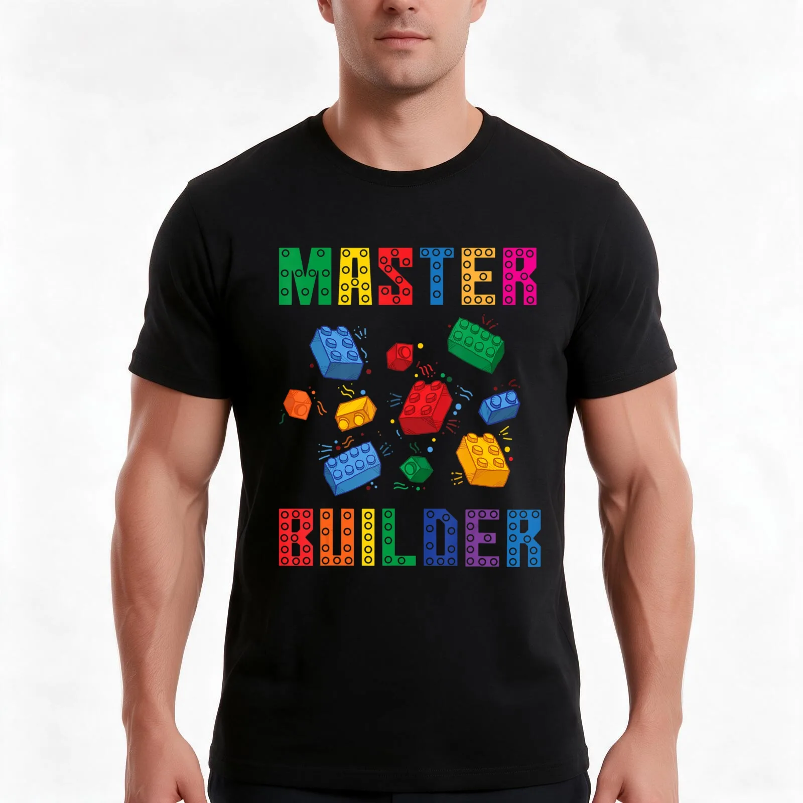 Brick Builder Blocks Master Builder Kid Toy Boys Girls T-Shirt, Summer Casual Cotton Tee, Oversized Streetwear Tops, 100% Cotton