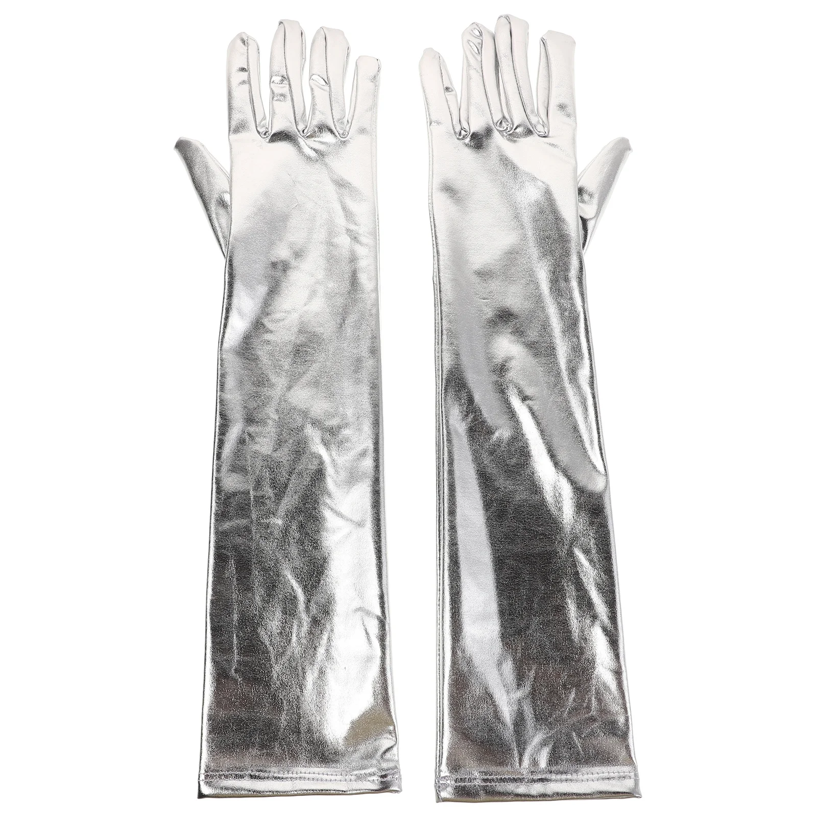 

1Pair Long Wet Look Gloves Shiny Patent for Cosplay Halloween Party Women's Costume Accessories Elegant Elbow Length