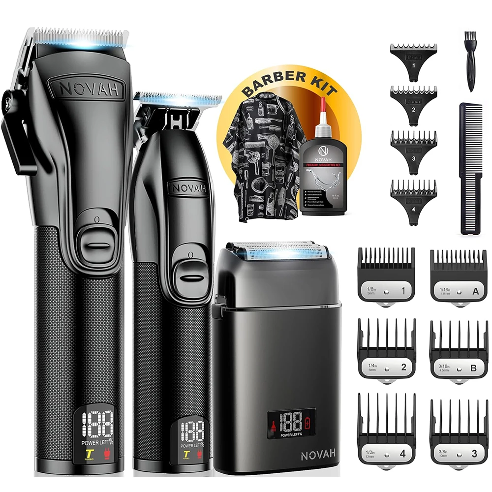 Professional Cordless Hair Clipper&Trimmer&Foil Shaver Haircut Kit DLC Blade For Barbers and Stylists