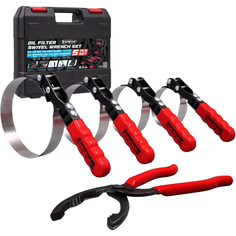 

Adjustable Swivel Oil Filter Wrench Set of 5 Universal Removal Tool for Auto Repair DIY Small Engine