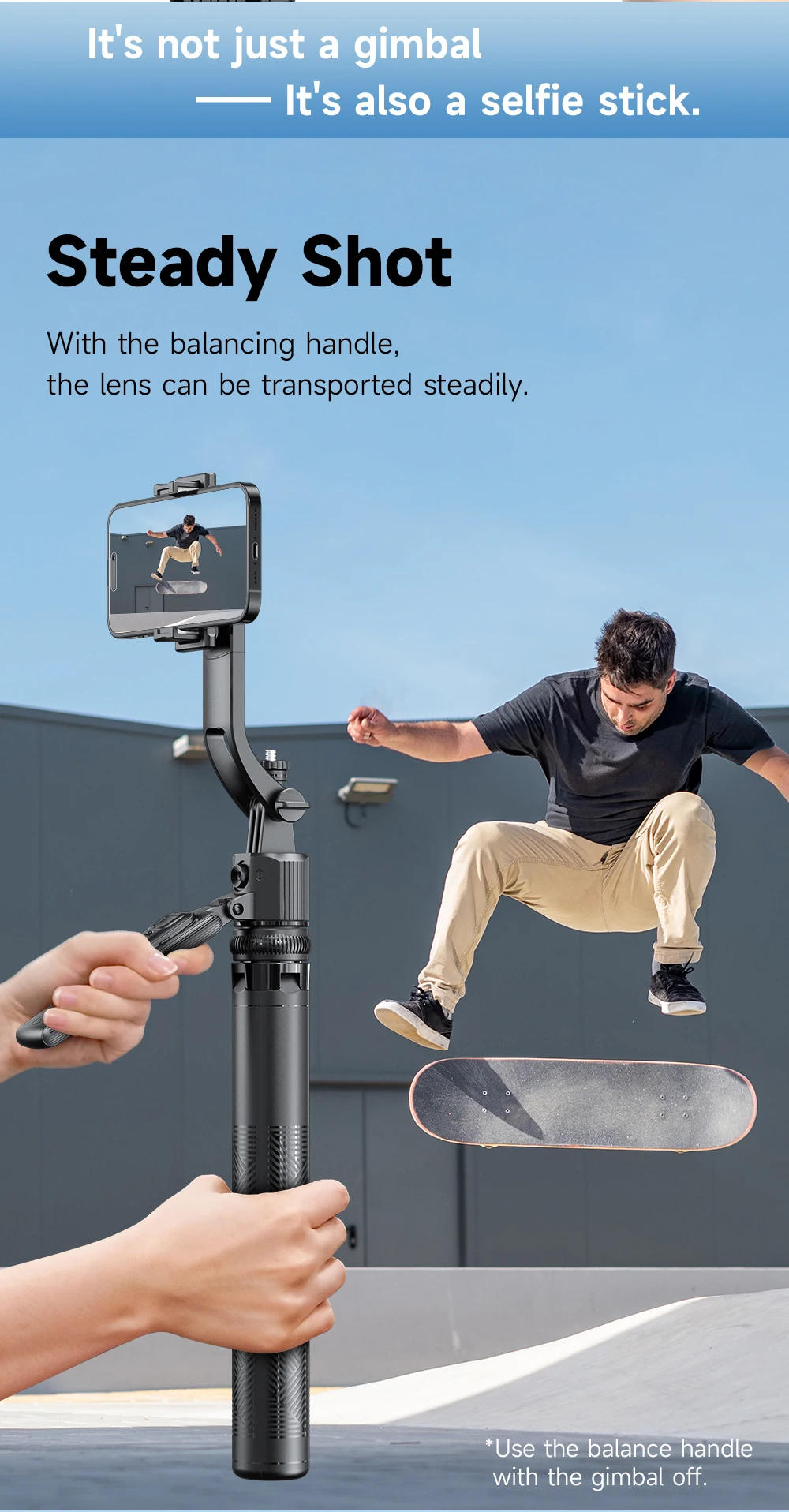 

Ai Smart Gimbal Tripod Selfie Stick Foldable 360° Auto Follow-Up Face Tracking Gimbal For iphone Xiaomi Oppo Vivo Huawei etc