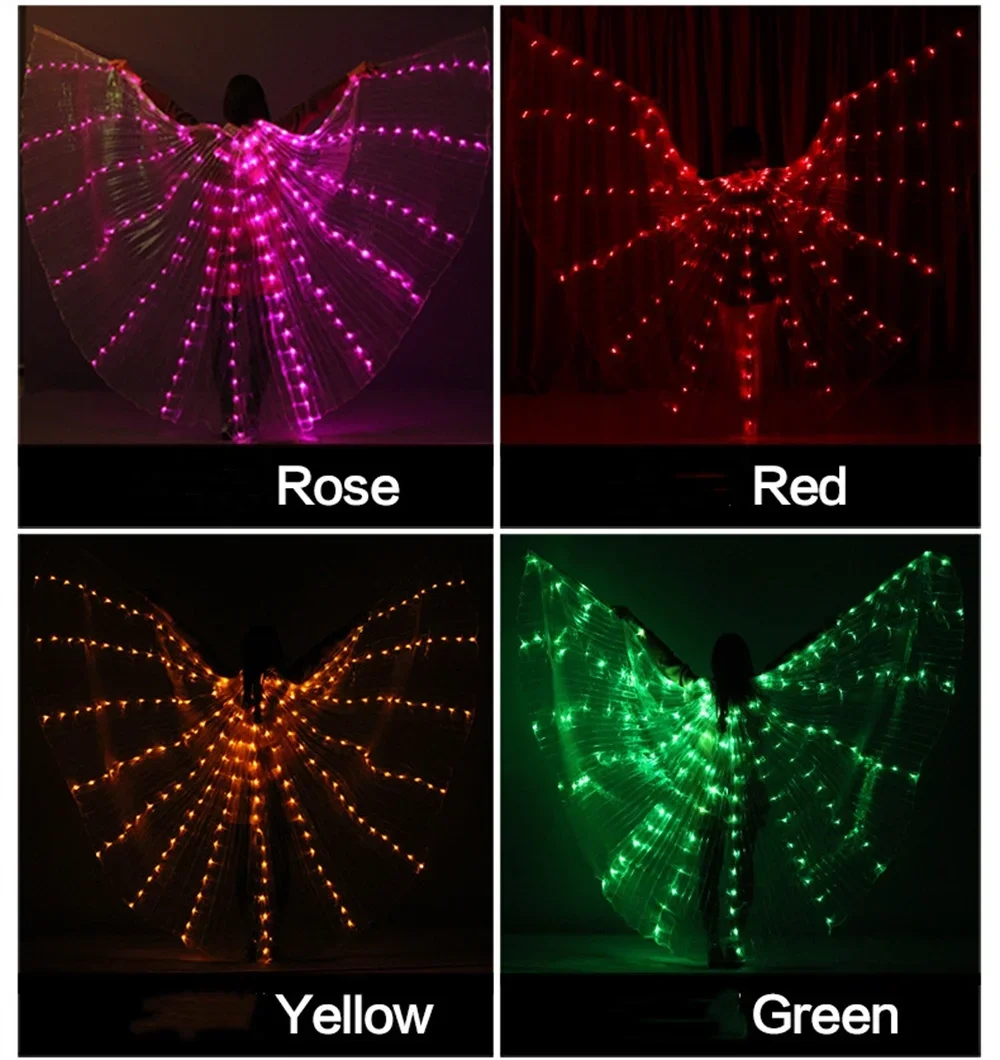 밸리 댄스 LED 나비 날개 파티 축제 공연, 형광 이시스 날개, 밸리 댄싱 카니발 의상, 성인용 쇼