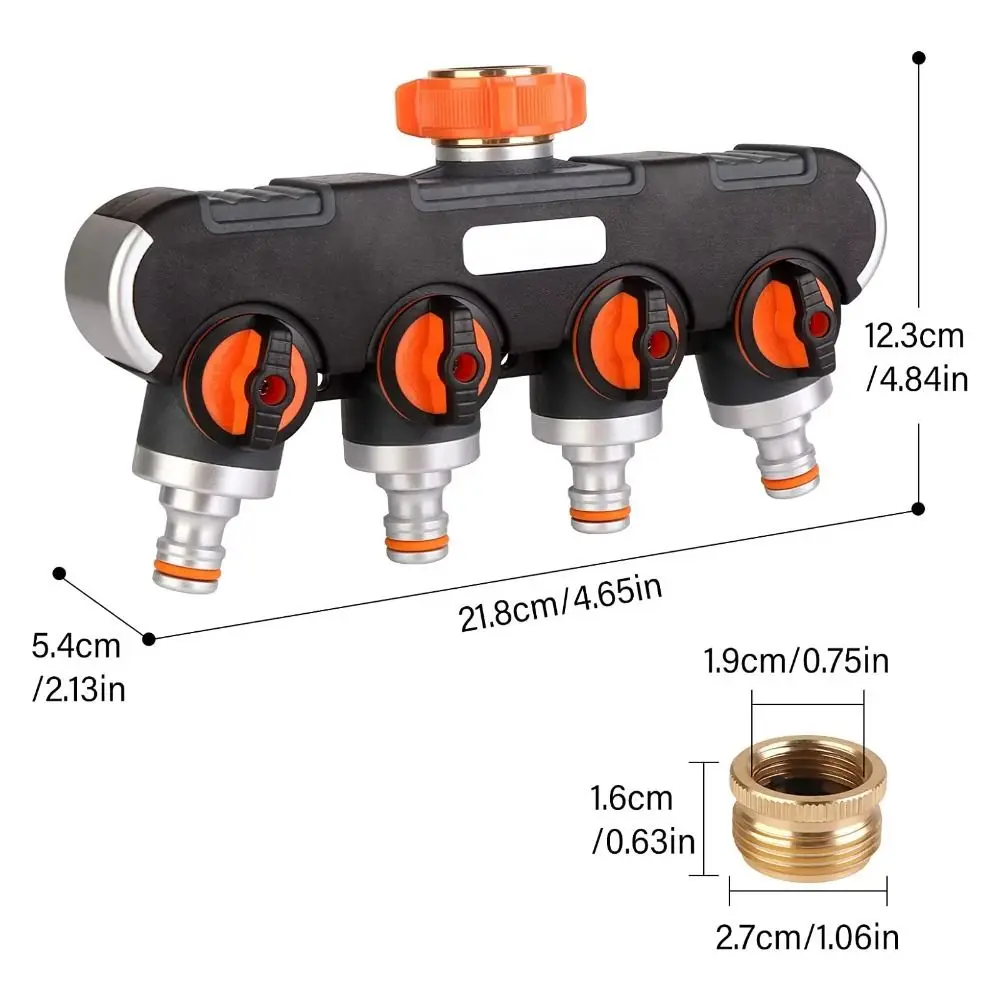 4 Independent Switches Garden Hose Splitter Splitter Design Durable Material Hose Connector Splitter Robust Valve Tap Connector