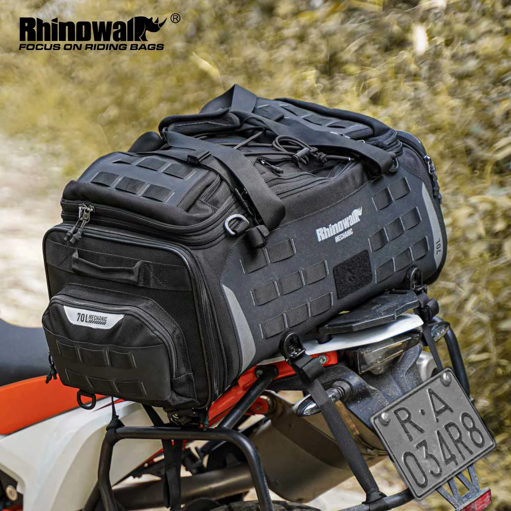 Rhinowalk Motorcycle Back Seat Bag Dry Waterproof 50L-70L Large Size Motor Tail Backpack