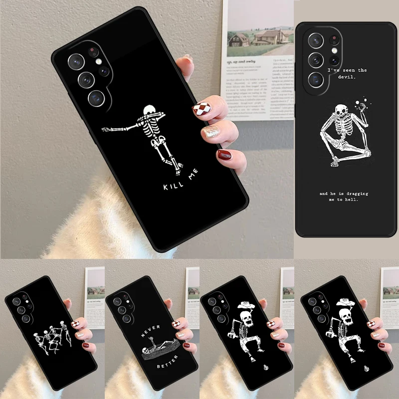 Funny skull skeleton real text Silicone Phone Case For Samsung Galaxy note 10 pro S26 S25 S24 S23 S22 S21 Plus S25Ultra Cover