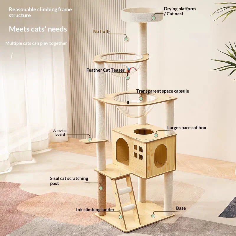 Árbol para gatos todo en uno resistente con torre y cama escalable - imagen 4