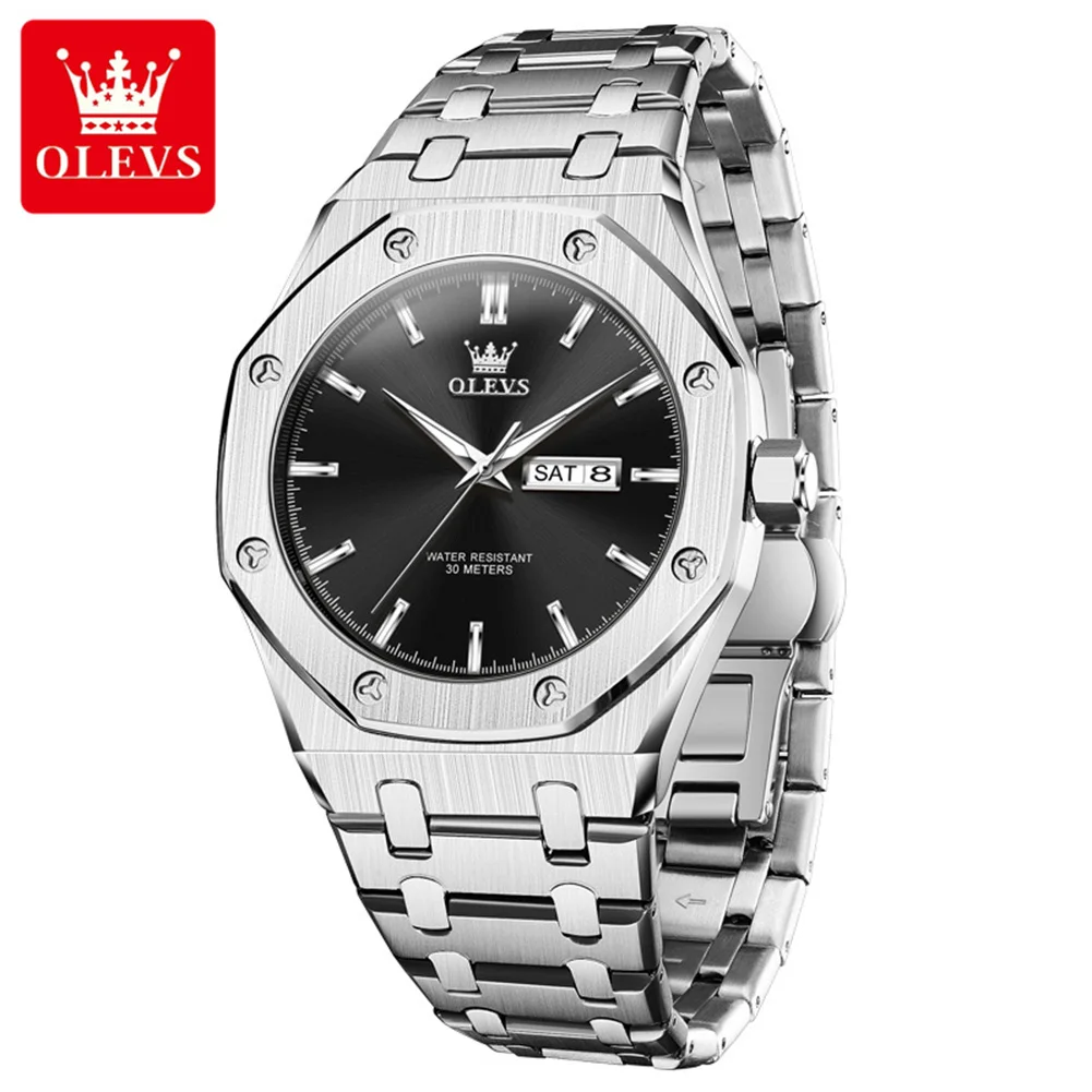 

OLEVS 3726, кварцевые мужские наручные часы с календарем, водонепроницаемые деловые часы для отдыха, мужские часы