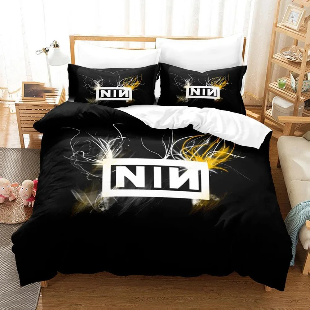 3D Printed Nine Inch Nails NIN Bedding Set Boys Girls Twin Queen Size Duvet Cover Pillowcase Bed Kids Adult Home Textileextile