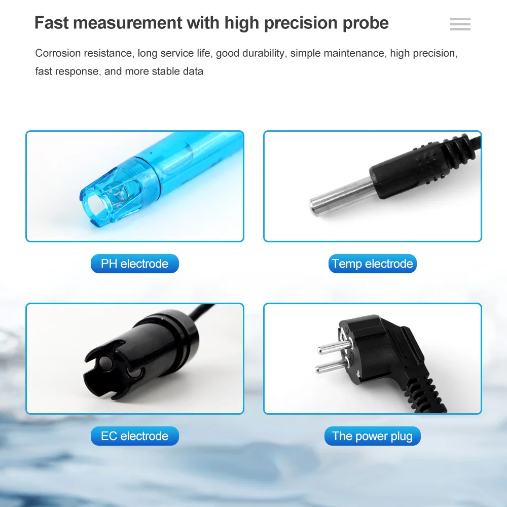 Wifi Monitoring Digital PH&EC Controller Water salt Analyzer for Hydroponics,Swimming Pool,Aquario Tuya APP Control US/EU Plug